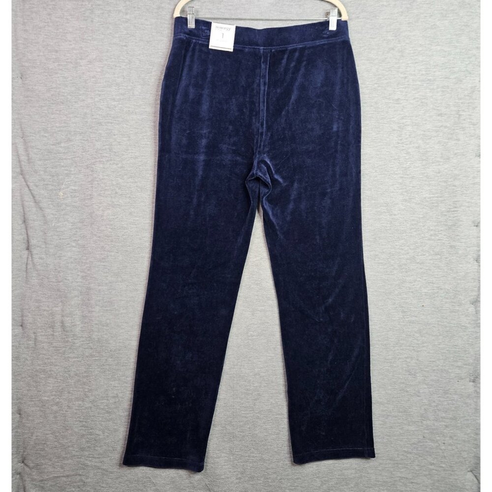 Zenergy By Chico's Women's Velour Solid Royal Navy PANT Size 1